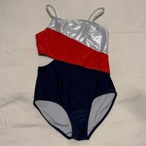 Swimsuit/Leotard, Cat and Jack, Red, White, Blue and Silver, With side cutout
